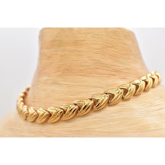 Krementz Vintage Choker Chain Necklace Linked Gold Tone Chunky Signed 60s BinBQ - Picture 10 of 12